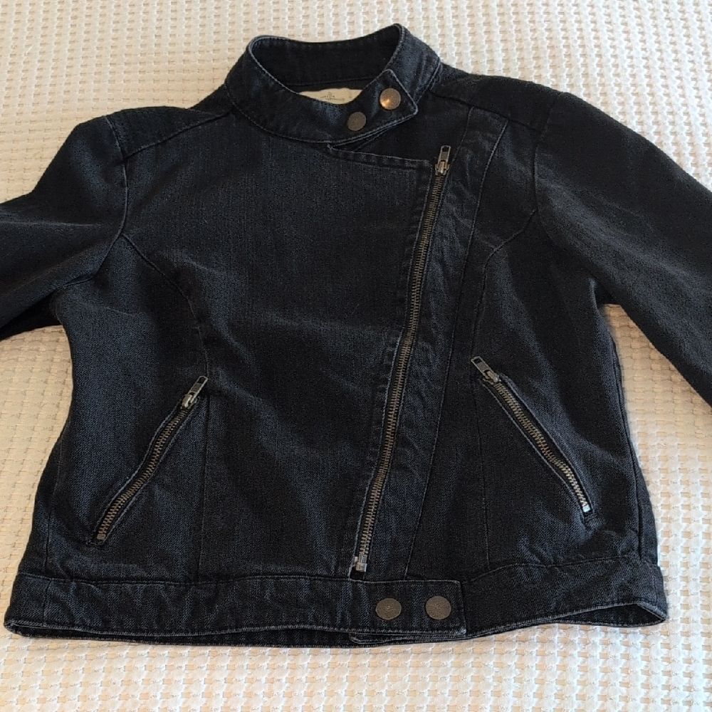 Topshop Jens Laugesen Dark Denim Jacket with Zipper Details